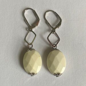 Elegant Cream and White Dangle Earrings